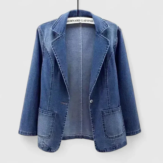 Stylish Jacket for Women Notch-Lapel Button-Front Pocketed