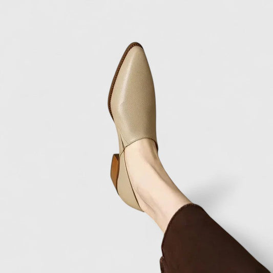 Elegant Mules for Women Pointed-Toe Block-Heel Slip-On