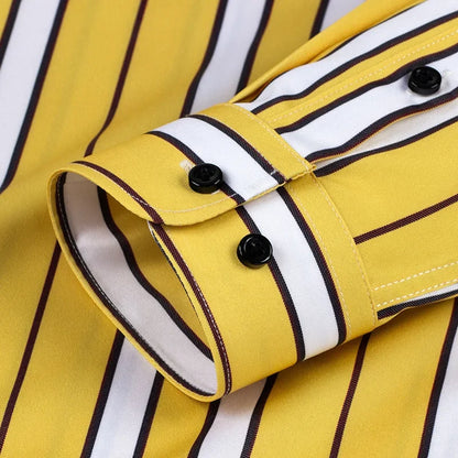 Classic Striped Shirt for Men Button-Down Long-Sleeve