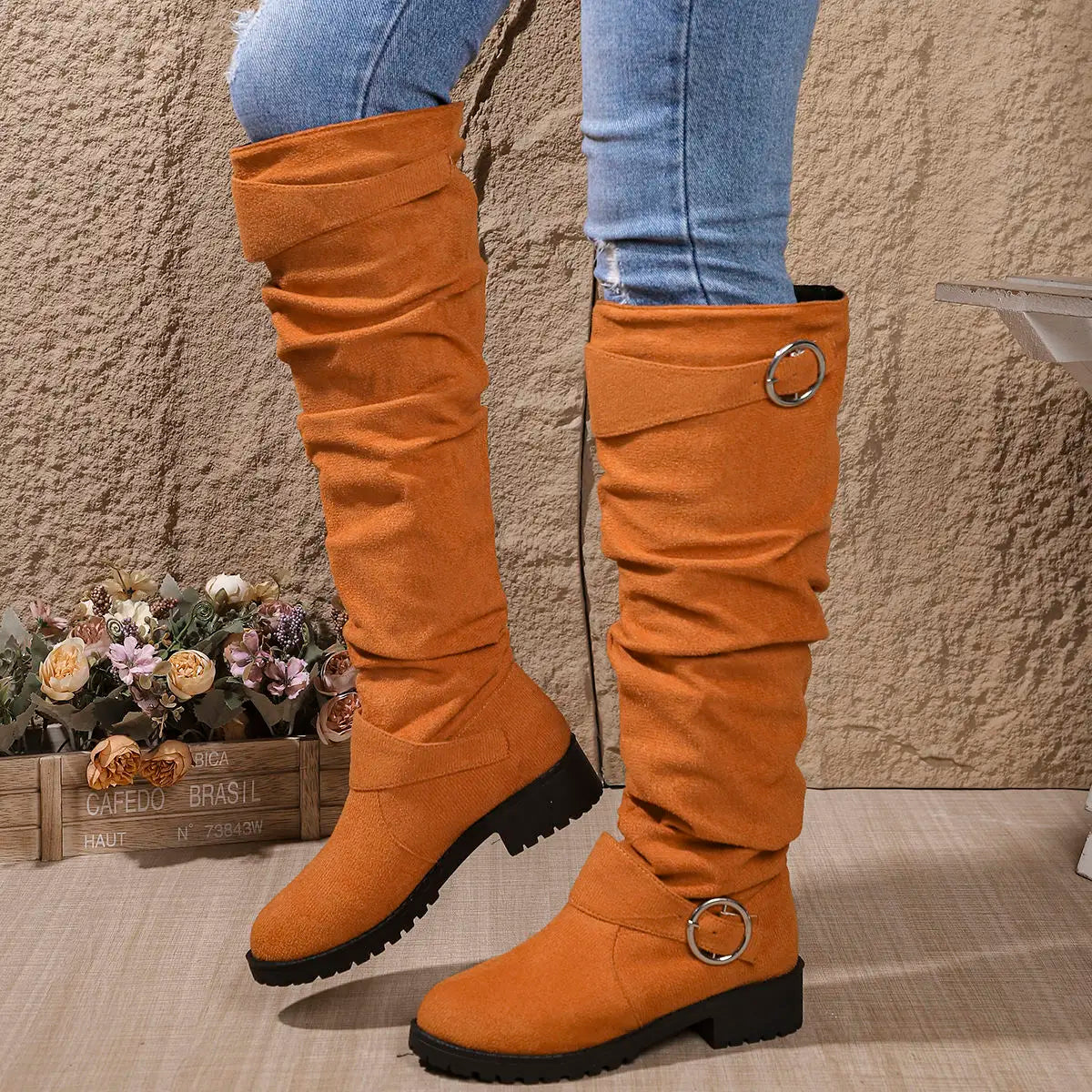 Effortless Over-the-Knee Boots for Women Slouchy Suede