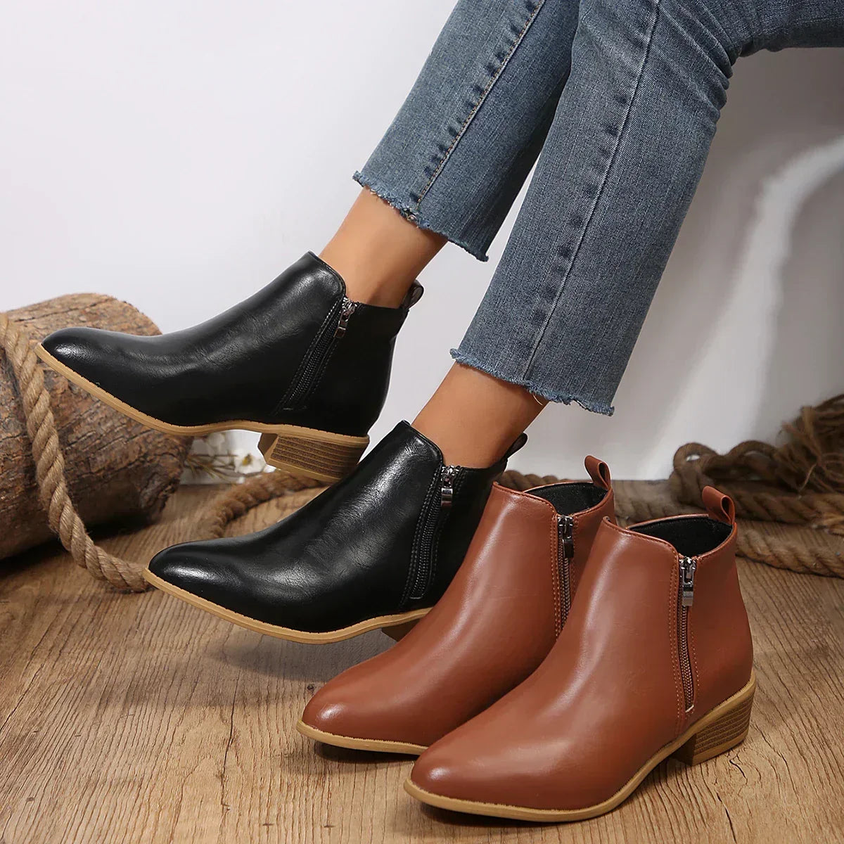 Comfortable Ankle Boots for Women Side-Zip