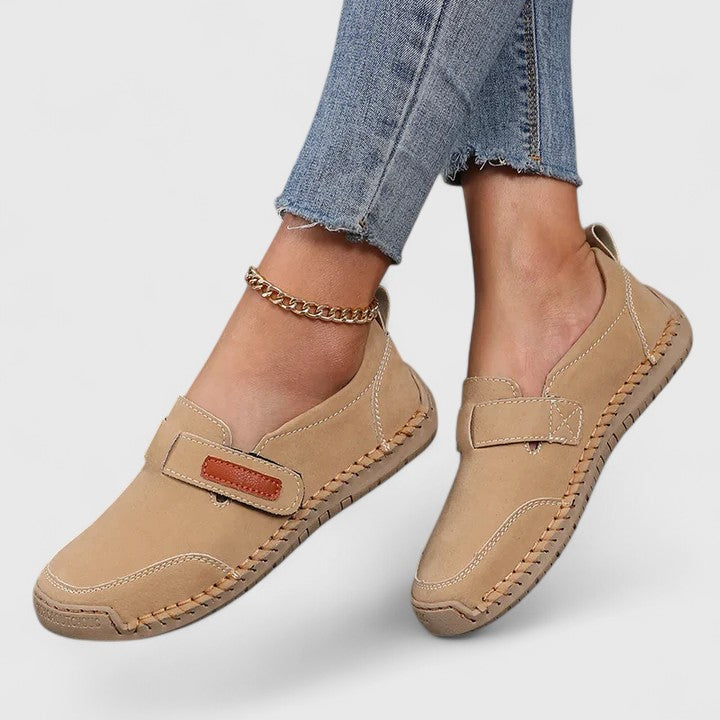 Comfortable Loafers for Women Suede Slip-On Stitched-Trim