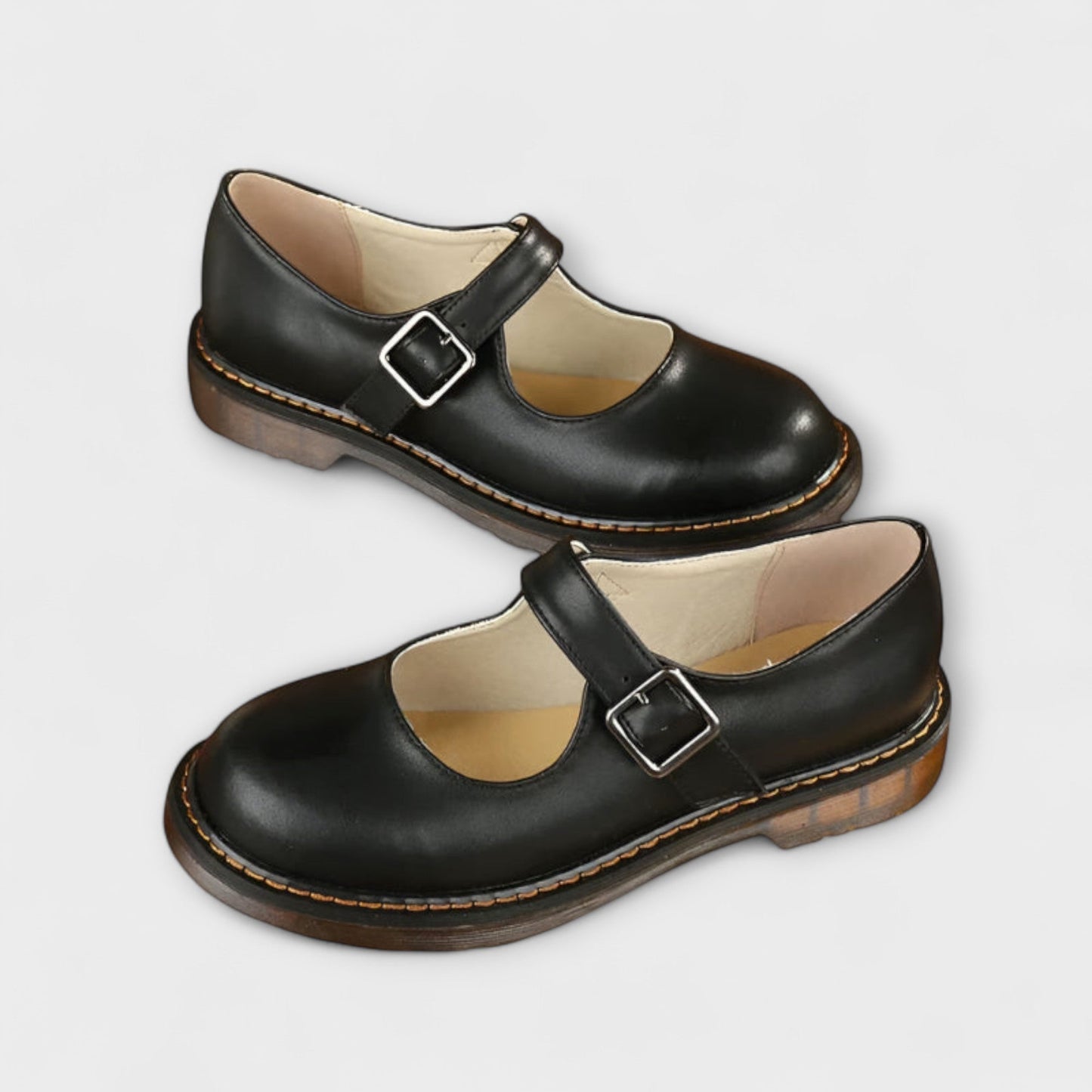 Elegant Mary Jane Flats for Women Buckle-Strap Round-Toe