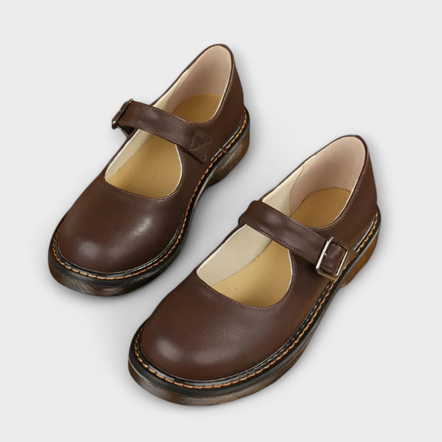 Elegant Mary Jane Flats for Women Buckle-Strap Round-Toe