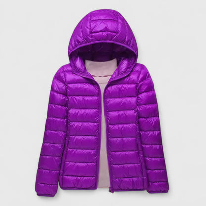 Comfortable Puffer Jacket for Women Hooded Quilted Long-Sleeve