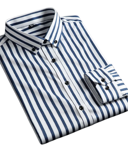 Classic Striped Shirt for Men Button-Down Long-Sleeve