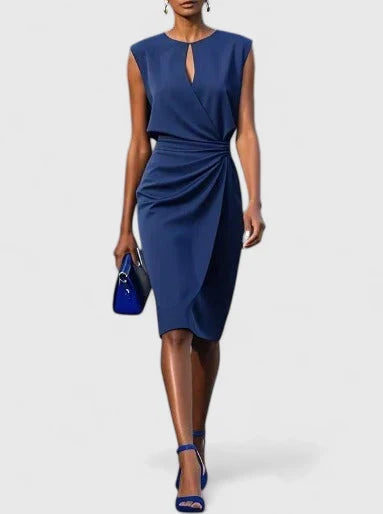 Elegant Wrap Dress for Women Sleeveless Keyhole Draped