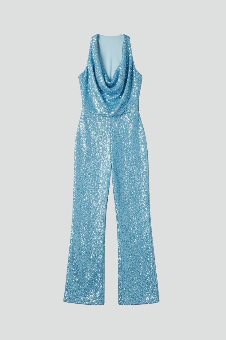 Elegant Jumpsuit for Women Halter Wide-Leg Sequin