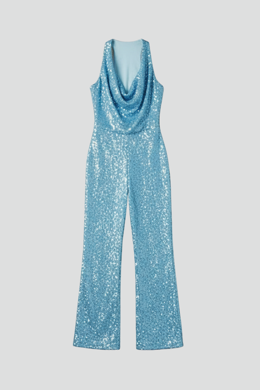 Elegant Jumpsuit for Women Halter Wide-Leg Sequin