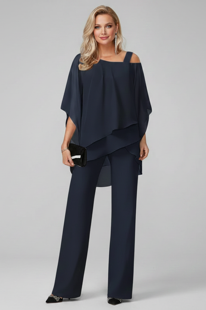 Elegant Two-Piece Set for Women Off-Shoulder Ruffle Wide-Leg