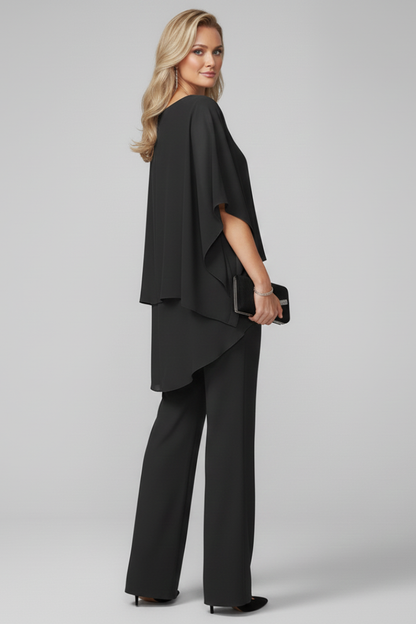 Elegant Two-Piece Set for Women Off-Shoulder Ruffle Wide-Leg