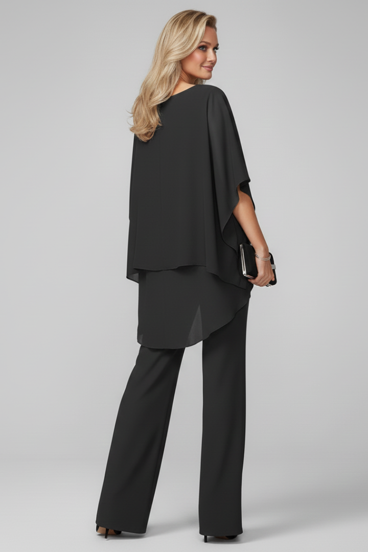 Elegant Two-Piece Set for Women Off-Shoulder Ruffle Wide-Leg