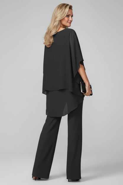 Elegant Two-Piece Set for Women Off-Shoulder Ruffle Wide-Leg