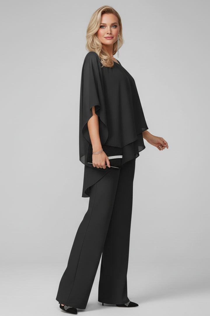 Elegant Two-Piece Set for Women Off-Shoulder Ruffle Wide-Leg