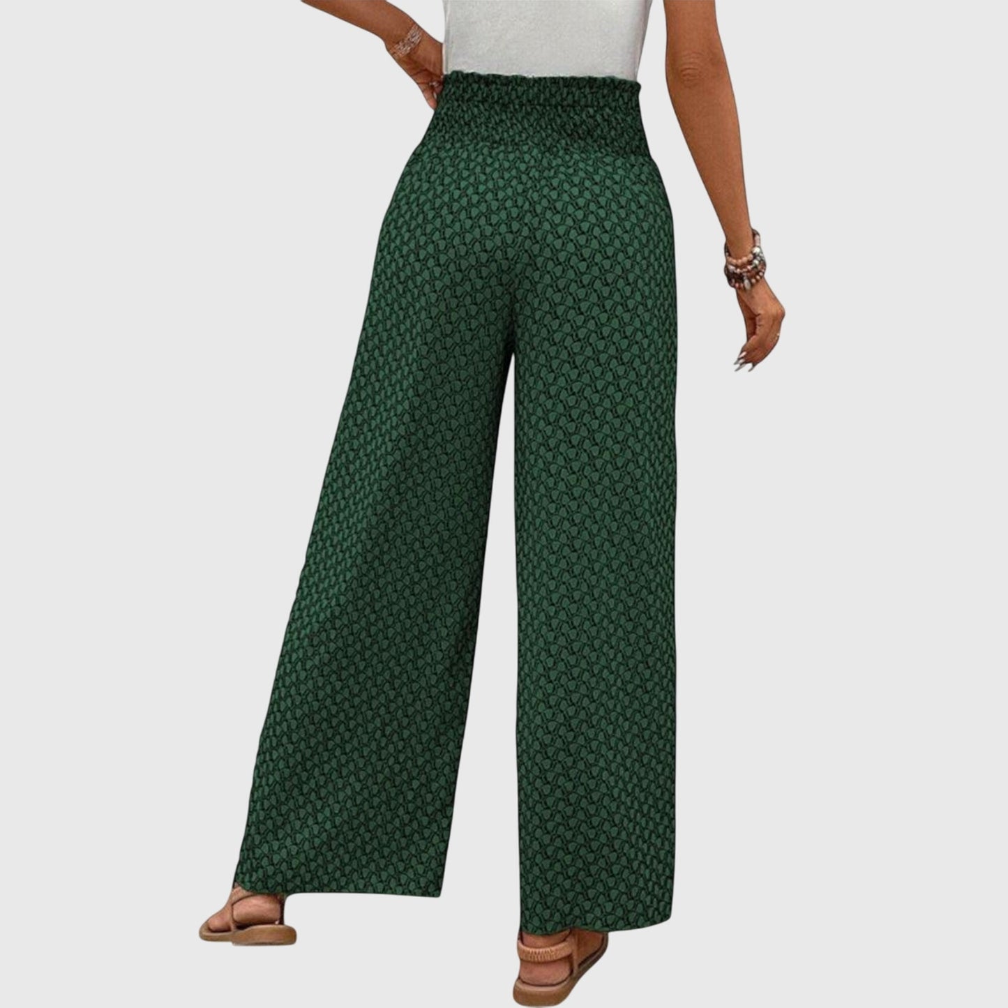 Stylish Palazzo Pants for Women Wide-Leg Printed Smocked-Waist