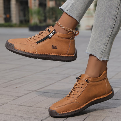 Stylish Ankle Boots for Women Lace-Up Zip-Up Round-Toe