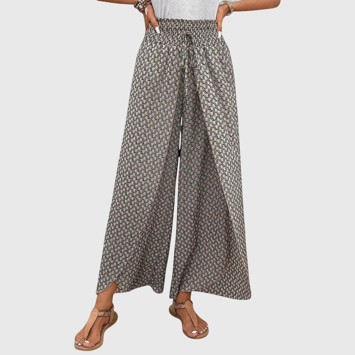 Stylish Palazzo Pants for Women Wide-Leg Printed Smocked-Waist