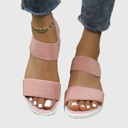 Comfortable Flat Sandals for Women Double-Strap Open-Toe Platform