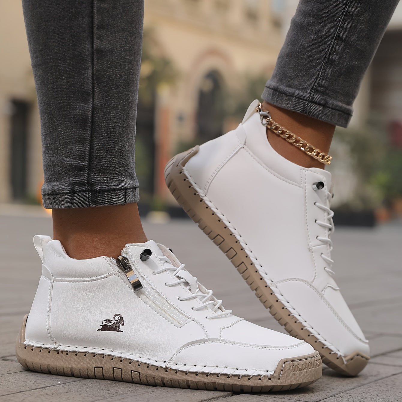 Stylish Ankle Boots for Women Lace-Up Zip-Up Round-Toe