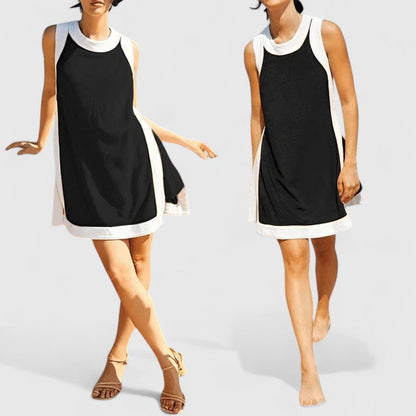 Effortless Shift Dress for Women Sleeveless Contrast-Trim