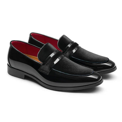 Classic Penny Loafers for Men Velvet Buckle-Strap Patent