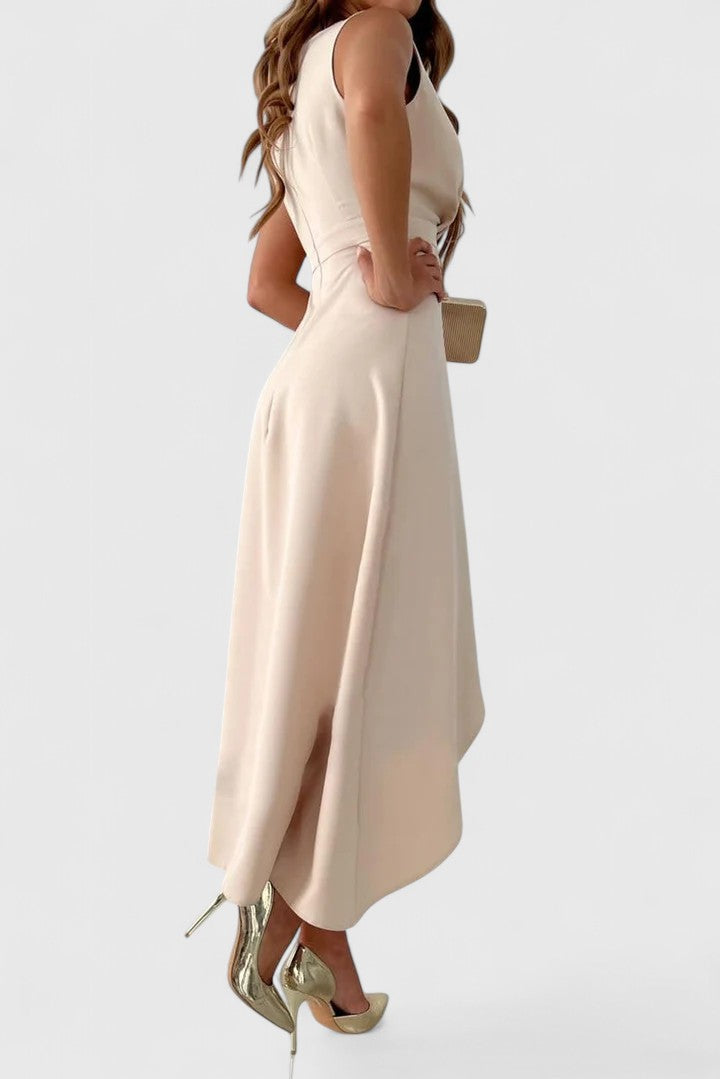 Elegant Wrap Dress for Women Sleeveless High-Low Ruffle-Hem