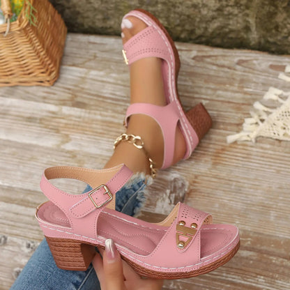 Comfortable Block-Heel Sandals for Women Platform Ankle-Strap