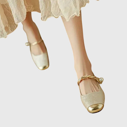 Elegant Flats for Women Buckle-Strap Block-Heel