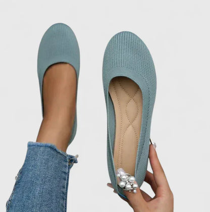 Comfortable Ballet Flats for Women Knit Slip-On Round-Toe
