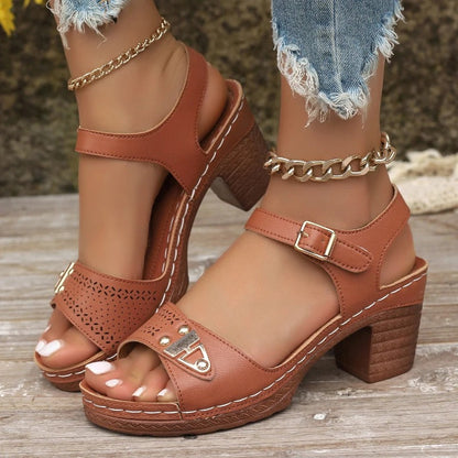 Comfortable Block-Heel Sandals for Women Platform Ankle-Strap