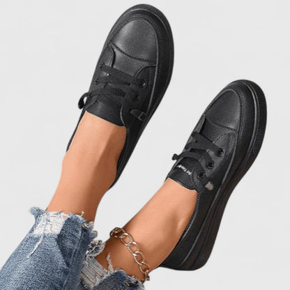 Comfortable Sneakers for Women Leather Lace-Up Low-Top