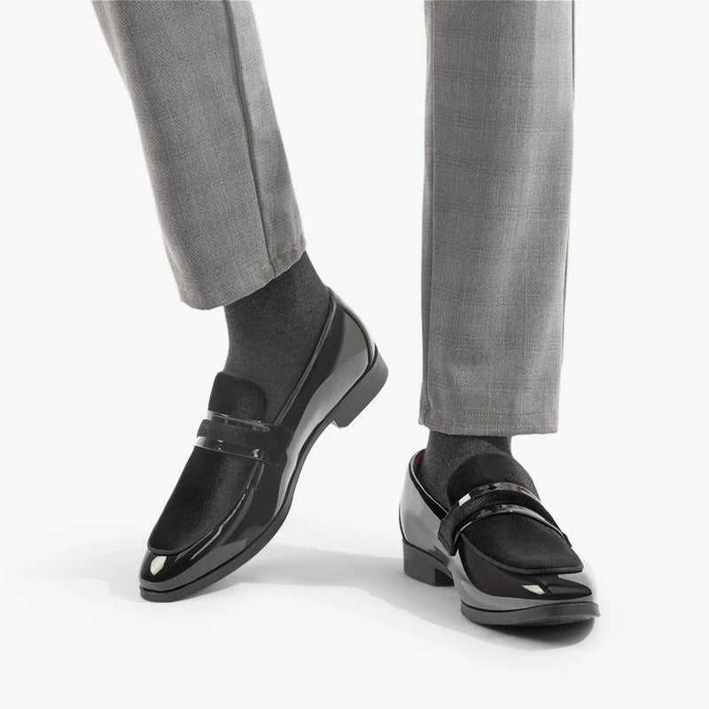 Classic Penny Loafers for Men Velvet Buckle-Strap Patent