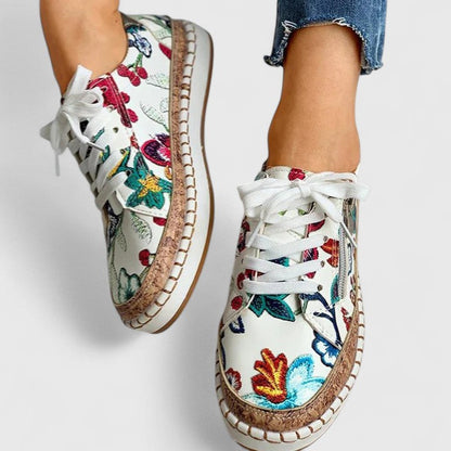 Comfortable Platform Sneakers for Women Floral-Embroidered