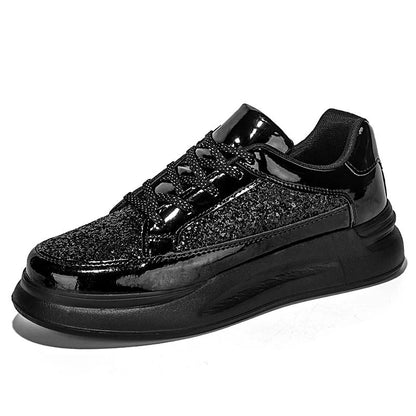 Comfortable Platform Sneakers for Women Glitter Lace-Up