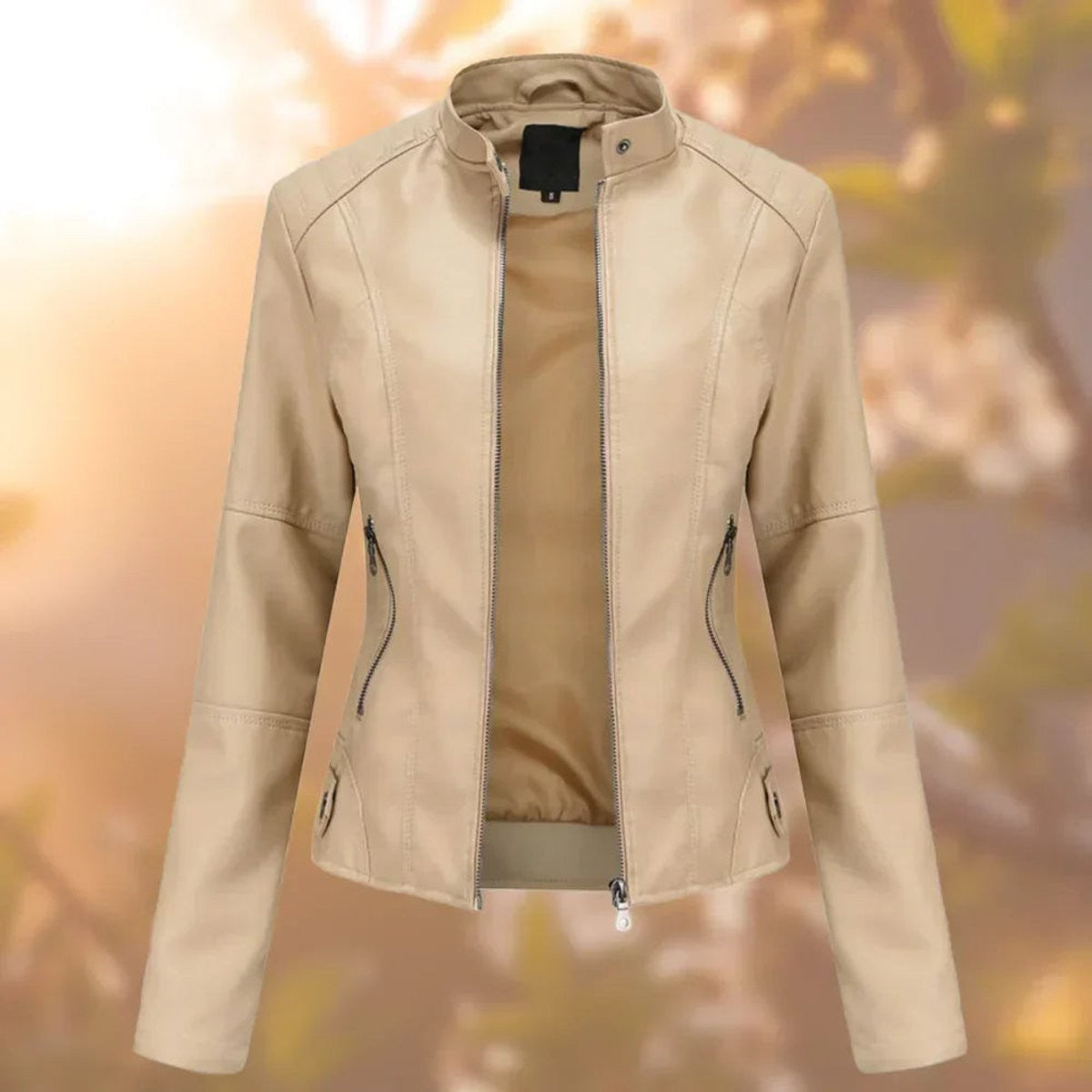 bikerjacke-damen-slim-fit-stehkragen