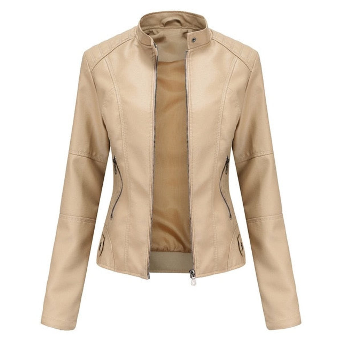 bikerjacke-damen-stehkragen-tailliert