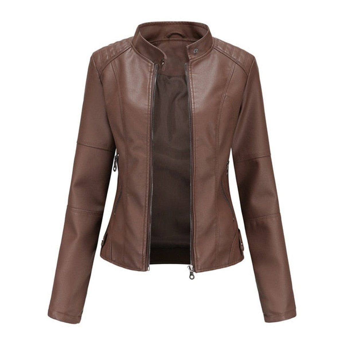 bikerjacke-damen-stehkragen-tailliert