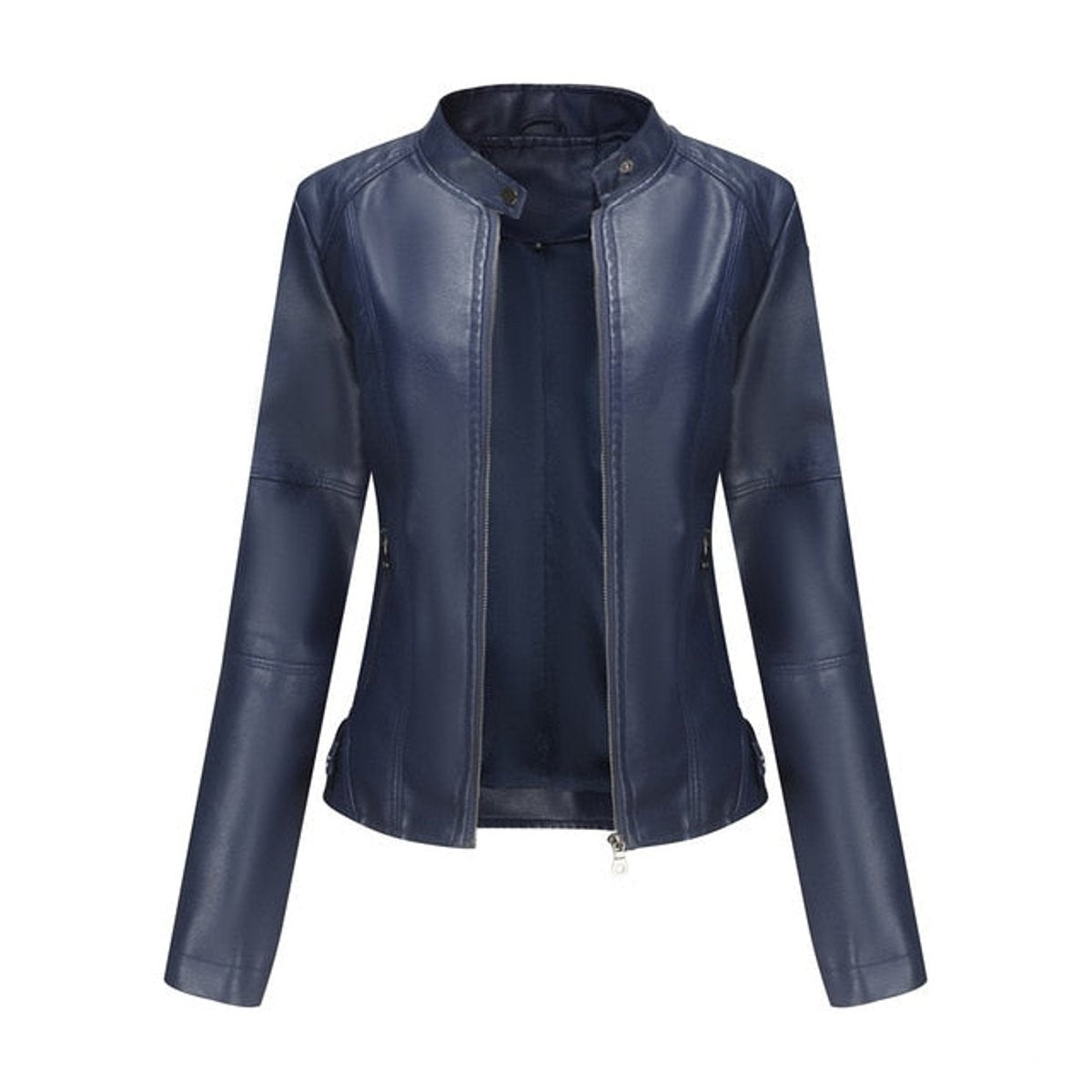 bikerjacke-damen-stehkragen-tailliert