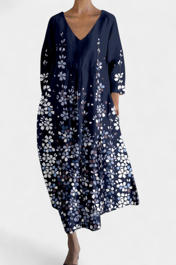 Comfortable V-Neck Dress for Women Abstract-Print Tiered