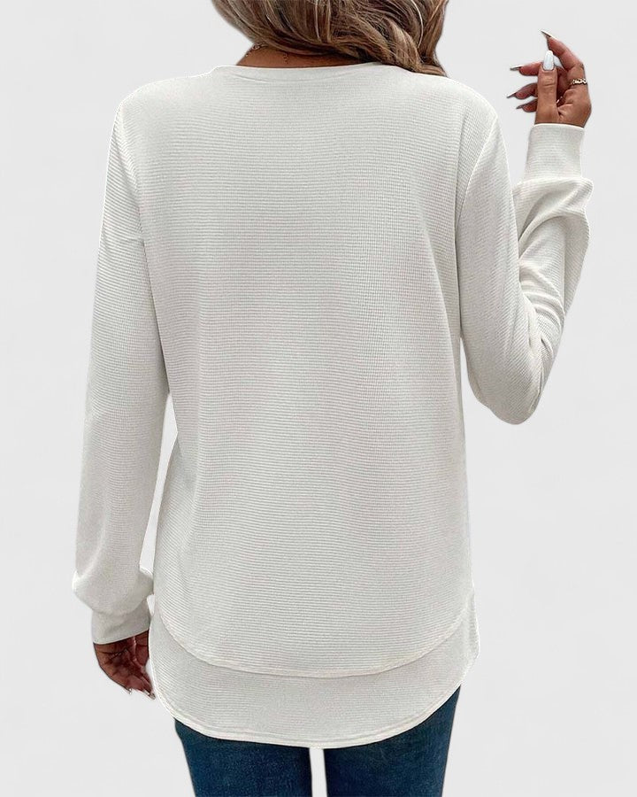 bluse-damen-waffelstrick-rundhals
