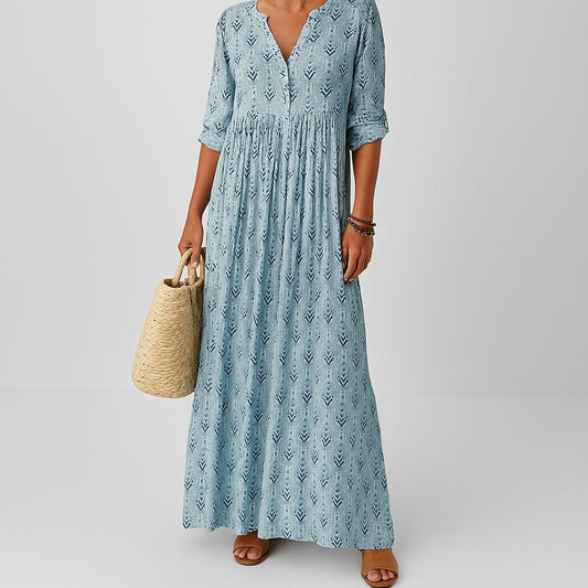 Effortless Maxi Dress for Women V-Neck Printed
