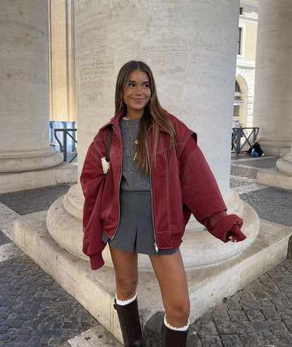 bomberjacke-damen-oversized-kontrastnaht