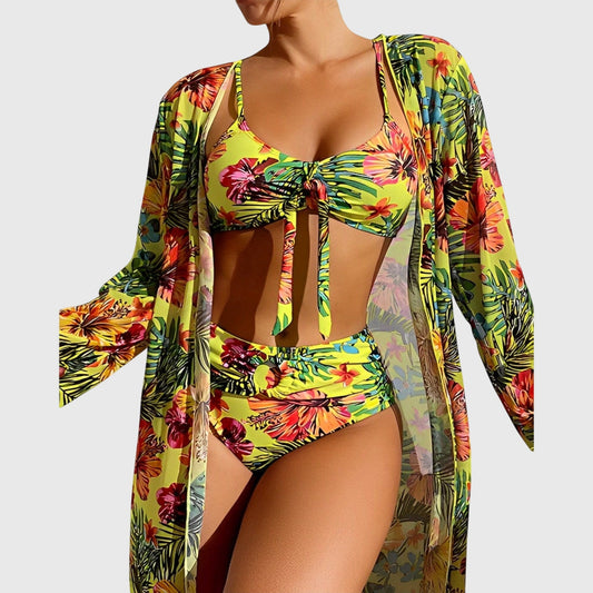 Stylish Bikini Set for Women Tie-Front Floral-Print Cover-Up