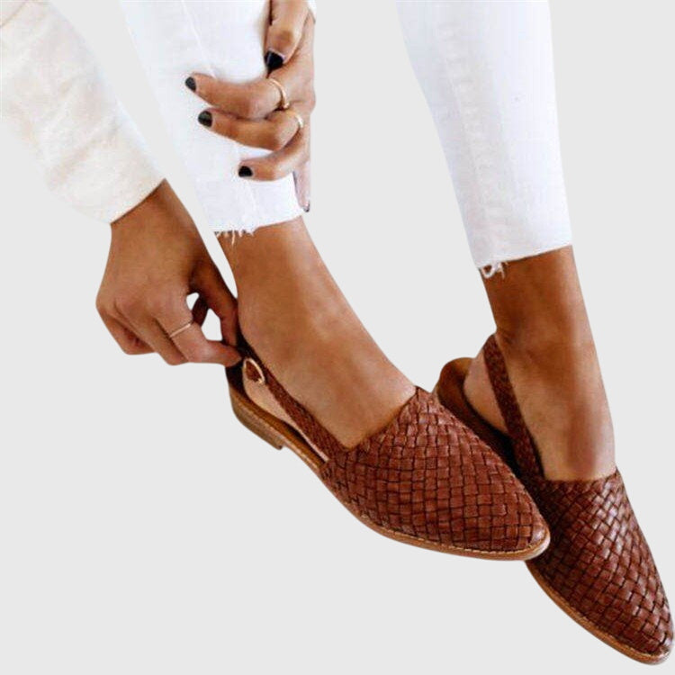Effortless Woven Mules for Women Backless Pointed-Toe Slip-On