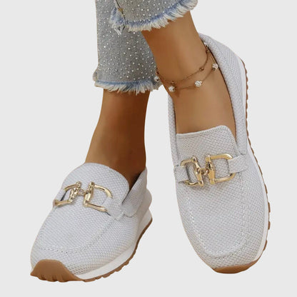 Comfortable Loafers for Women Buckle-Detail Platform Mesh