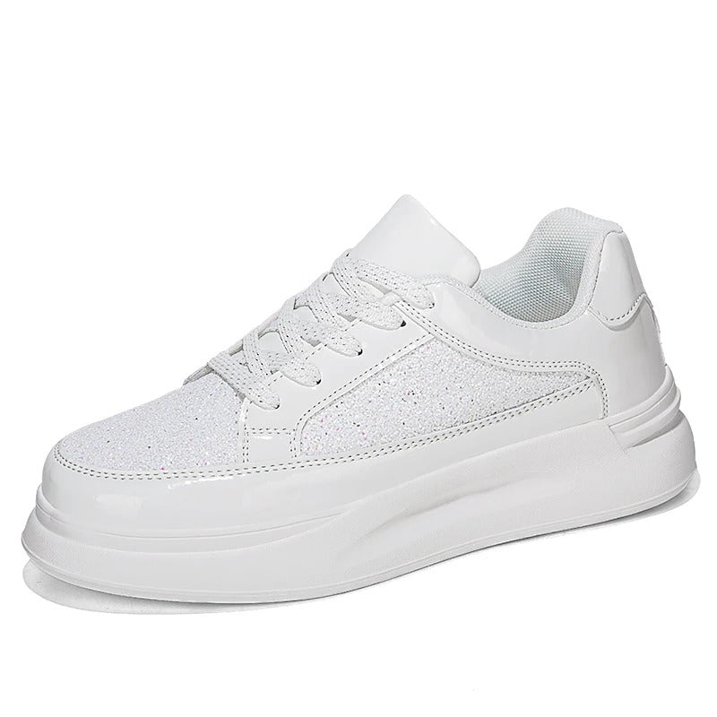 Comfortable Platform Sneakers for Women Glitter Lace-Up