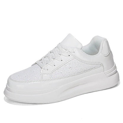 Comfortable Platform Sneakers for Women Glitter Lace-Up