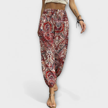 Stylish Harem Pants for Women Ethnic-Print Elastic-Ankle Drawstring