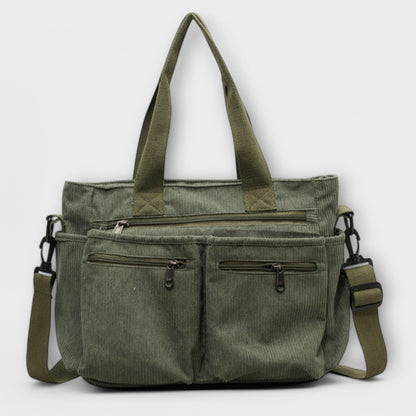 Elegant Tote Bag for Women Multi-Pocket Corduroy