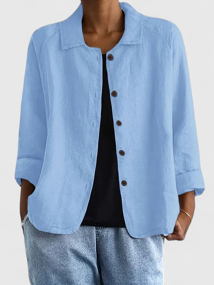 Stylish Jacket for Women Button-Front Collared Long-Sleeve